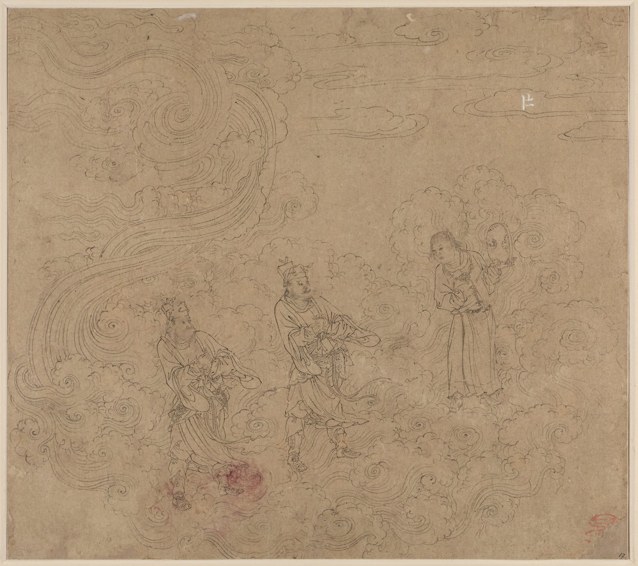 Album med daoistiska och buddhistiska teman: Procession of Daoist Deities: Leaf 17 av Unknown artist