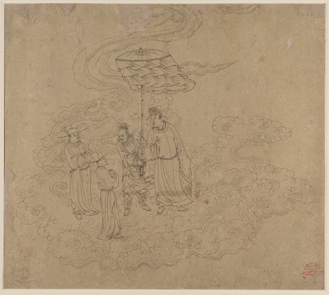 Album med daoistiska och buddhistiska teman: Procession of Daoist Deities: Leaf 9 av Unknown artist