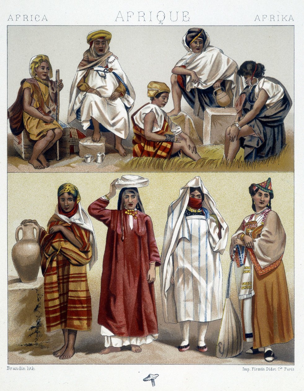 Algeriet och Tunisien, populära kostymer - i "" Le costume historique"" av Racinet av Unknown artist