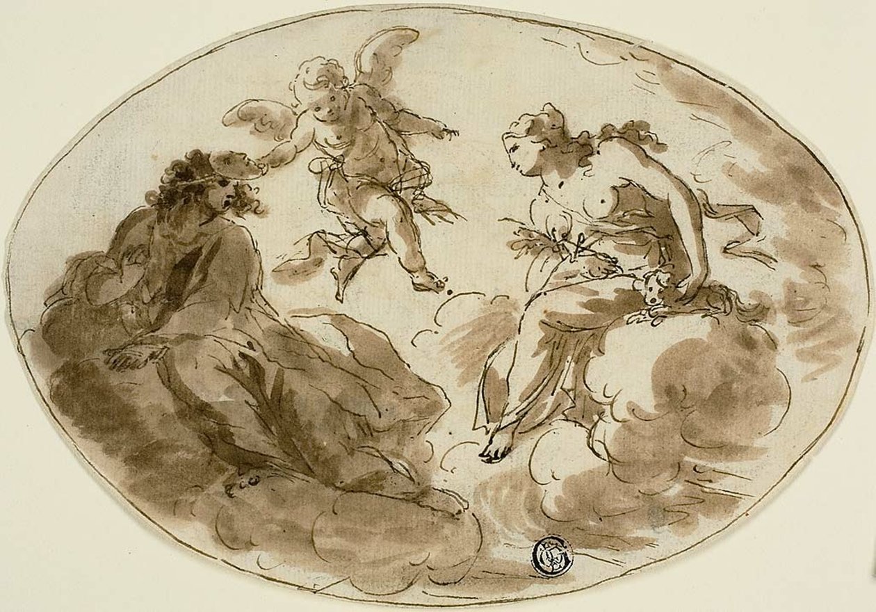 Allegori med maskerad figur av Unknown artist