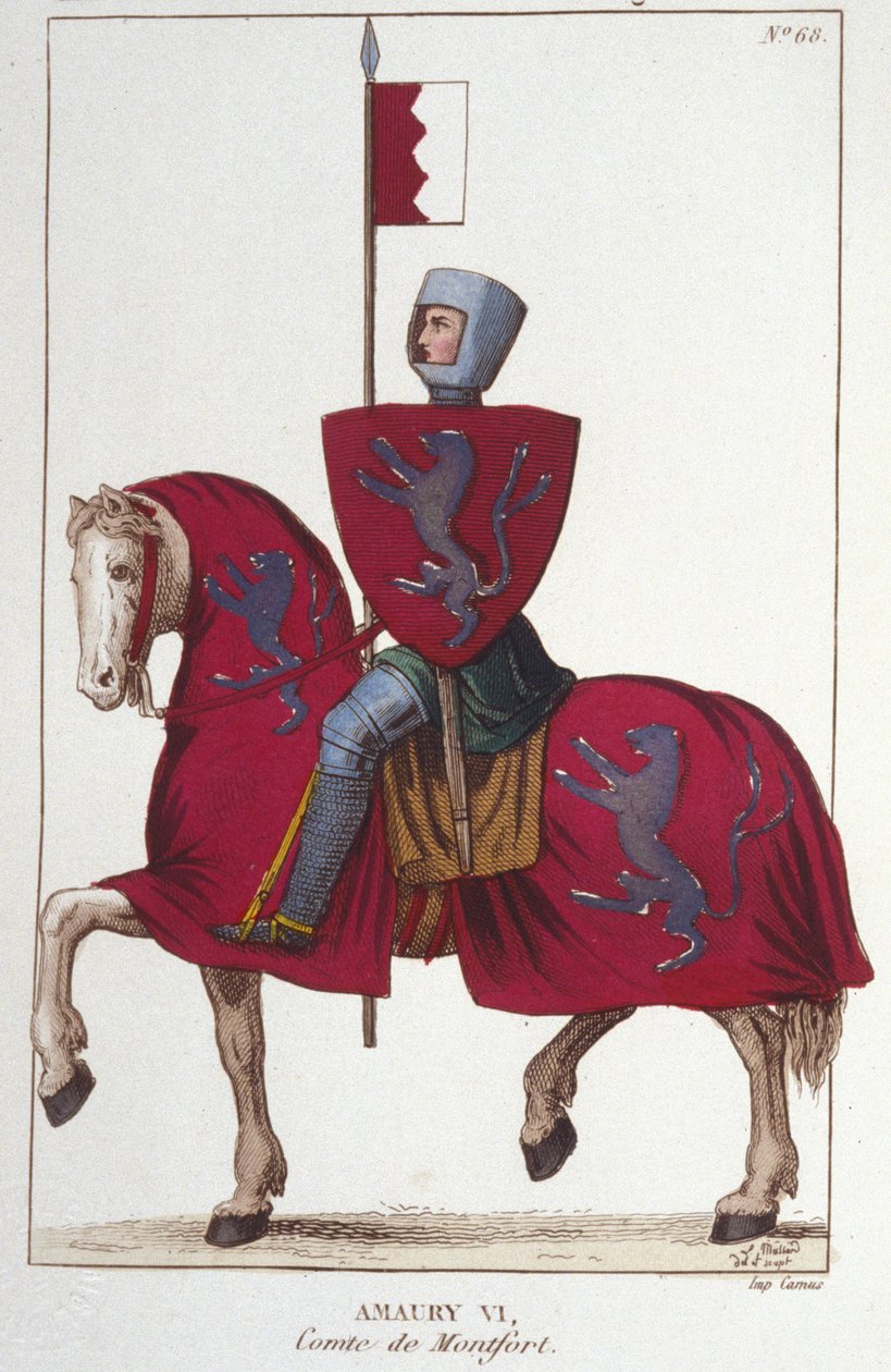 Amaury VI, greve av Montfort (v.1192-v. 1241), förlorade en del av erövringarna av sin far Simon IV Fortet och överlåter sina rättigheter söderut till kungen av Frankrike, Ludvig VIII. Gravyr från 1830. av Unknown artist