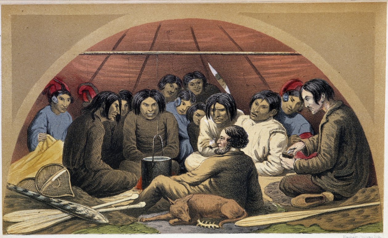 Ett indisk besök hos Otelne i hans tält - i "" Exploration of the Labrador Peninsula"" av Hind, London av Unknown artist