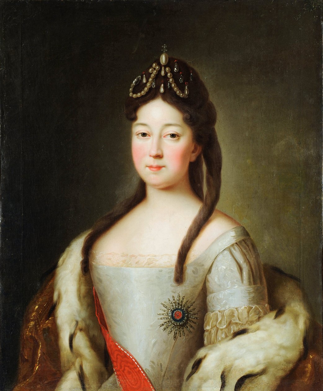 Anna Petrovna de Russie - Porträtt av tsarevna Anna Petrovna av Ryssland (1708-1728), dotter till kejsar Peter I av Ryssland, Anonym. Olja på duk, Sista kvartalet av 1700-talet, Statens museum för arkitektur, historia och konst, Vladimir av Unknown artist