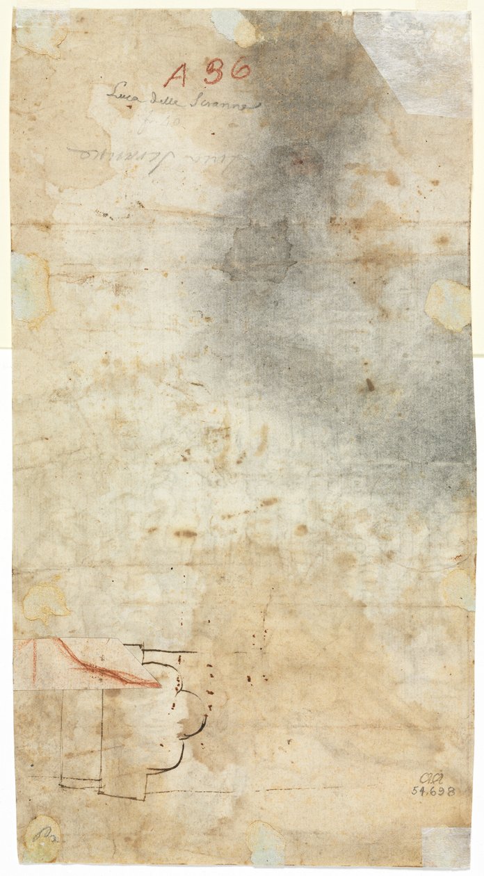 Arkitektonisk skiss (verso) av Unknown artist
