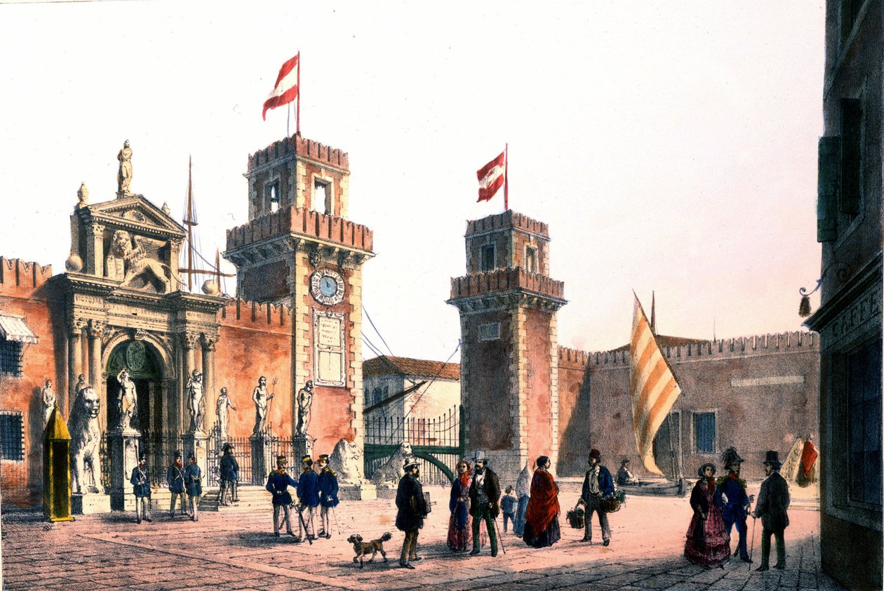 Arsenal av Venedig på 1800-talet. av Unknown artist