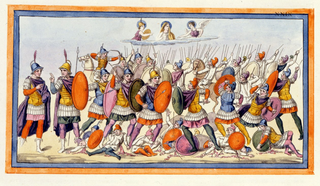 Athena och Hera stödjer trojanerna i deras kamp mot grekerna. L