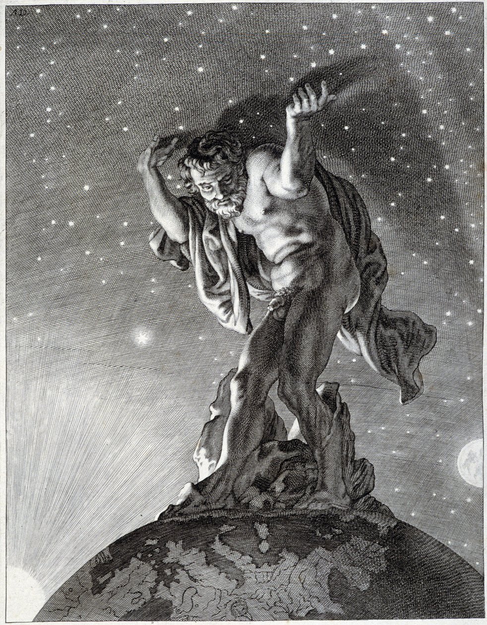 Atlas som stöder himlen. av Unknown artist