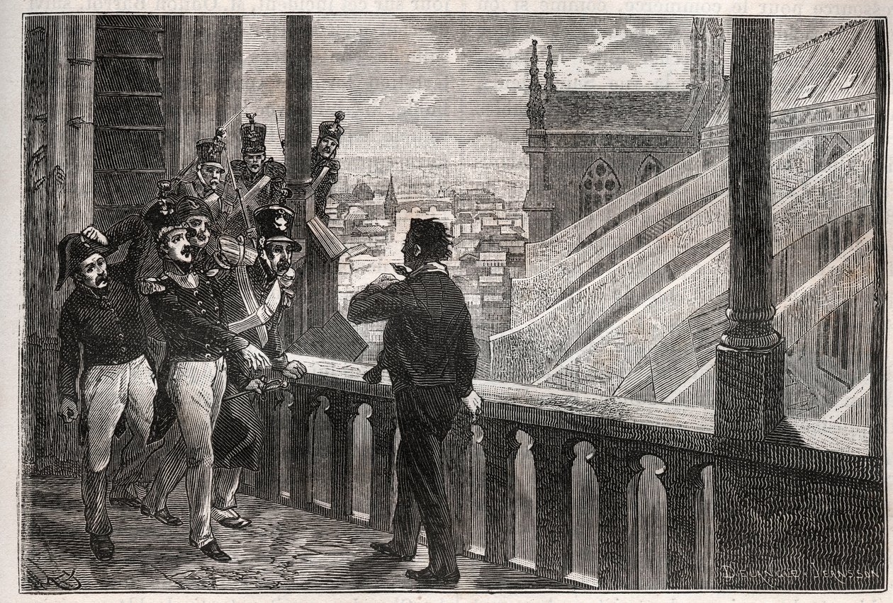 Attacker mot Louis-Philippe I - Konspirationen av Towers of Notre-Dame (Konspiration) den 4 januari av Unknown artist