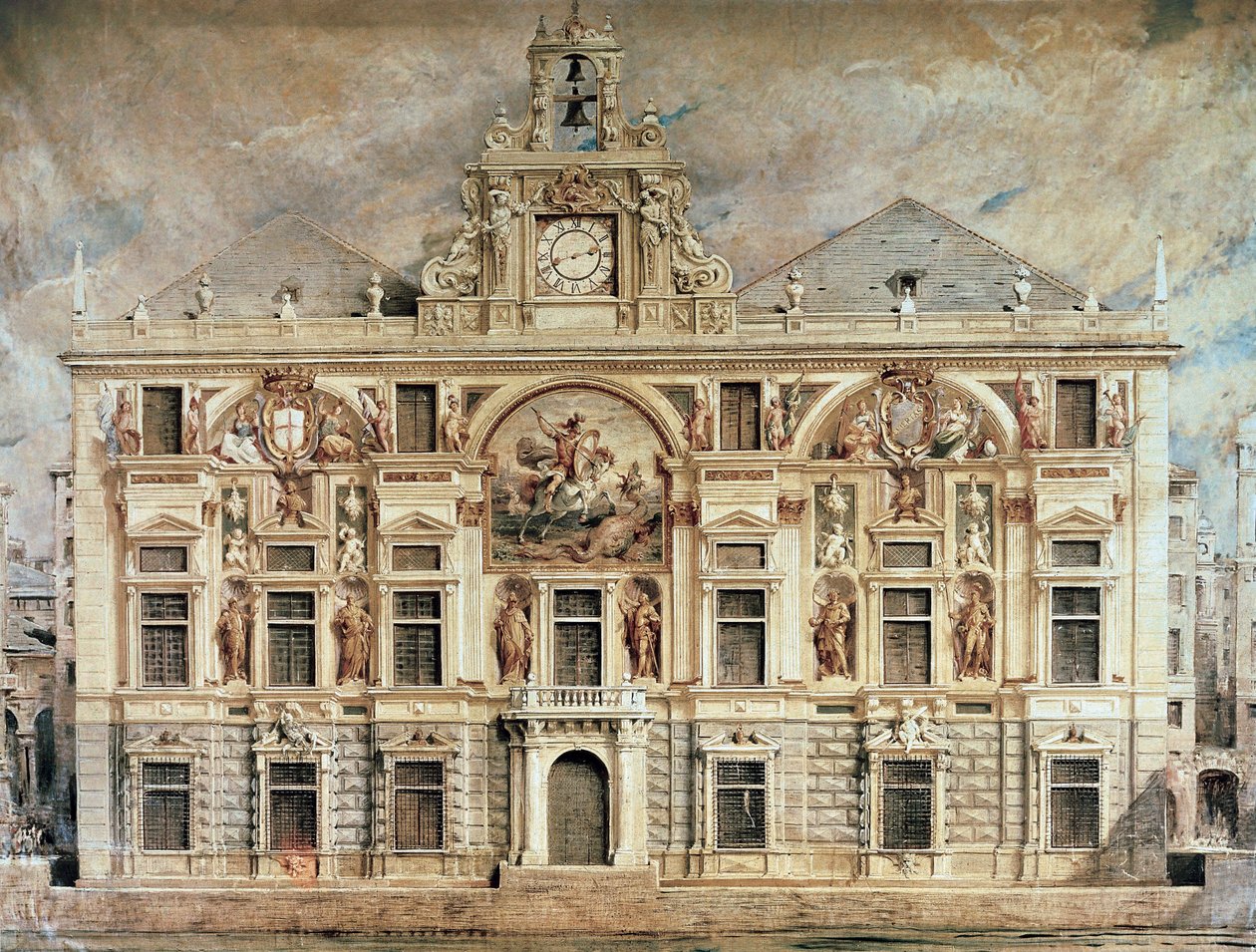 Bank of San Giorgio i Genua, Italien av Unknown artist