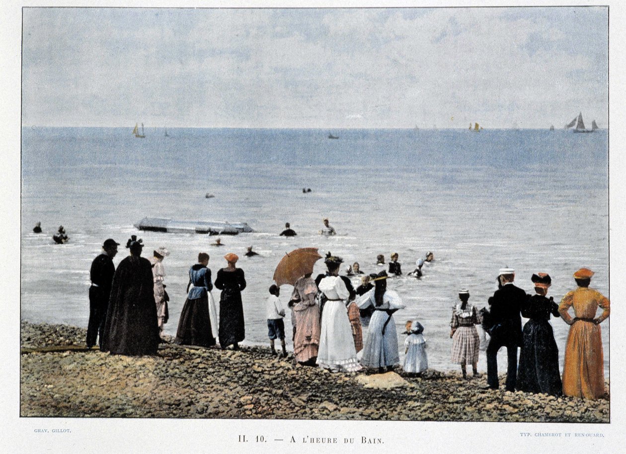 Bad på Atlantens stränder, sent 1800-tal av Unknown artist