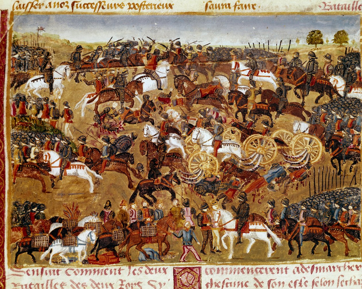 Battle Scene Miniature från "" Boken av fakta om Alexander den store"" av Quintus Curtius Rufus (1:a århundradet) av Unknown artist