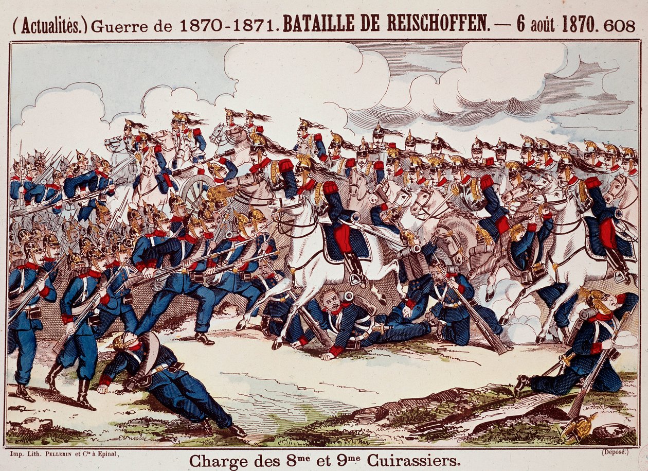 Slaget vid Worth, den 6 augusti 1870 i inledningen av det fransk-preussiska kriget (gravyr) av Unknown artist