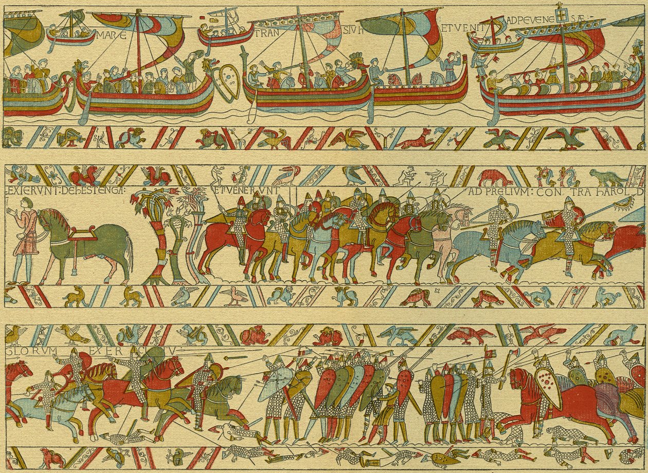 Bayeux gobeläng. Norman attack av Unknown artist