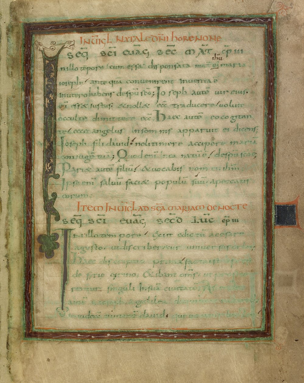 Bifolium från ett evangelielektionarium (bl. 5 och 12) av Unknown artist