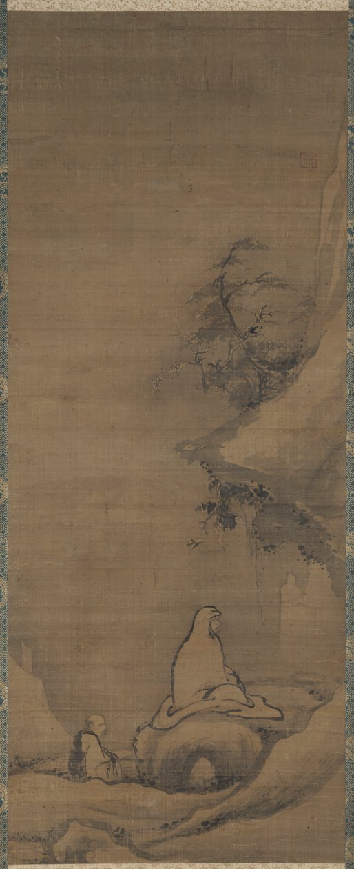 Bodhidharma mediterar mot en klippa av Unknown artist