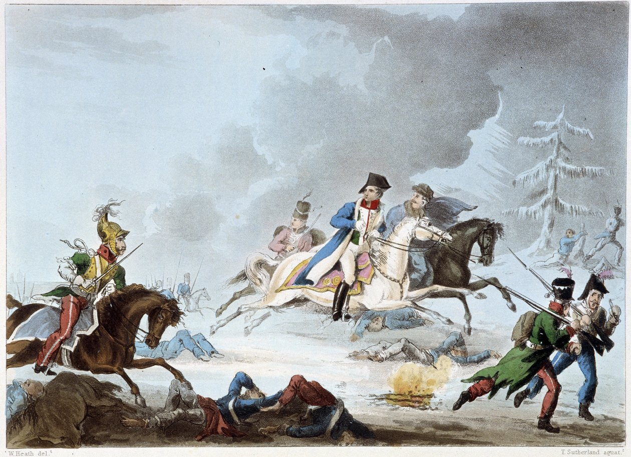 Bonaparte i slaget vid Krasnoi - i "" Napoleonkrigen"" av Sutherland, Dubourg, London av Unknown artist