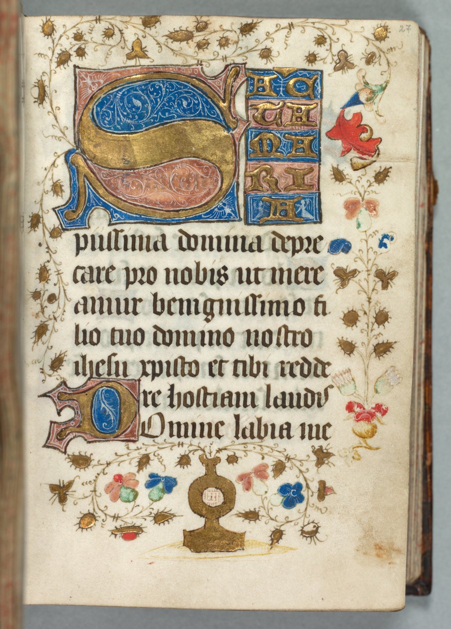 Tidsbok (Användning av Metz): Fol. 27r, Dekorerade initialer av Unknown artist
