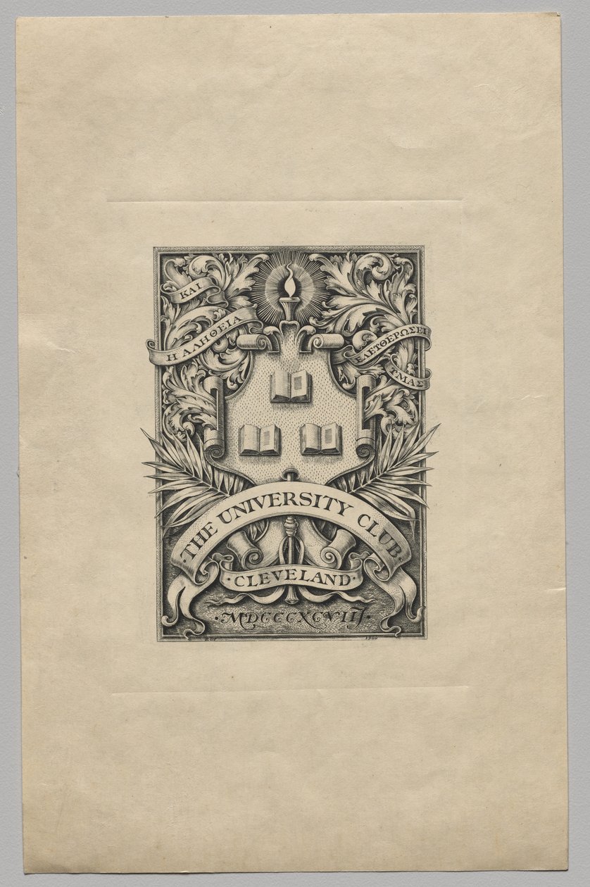 Bokskylt: The University Club, Cleveland av Unknown artist