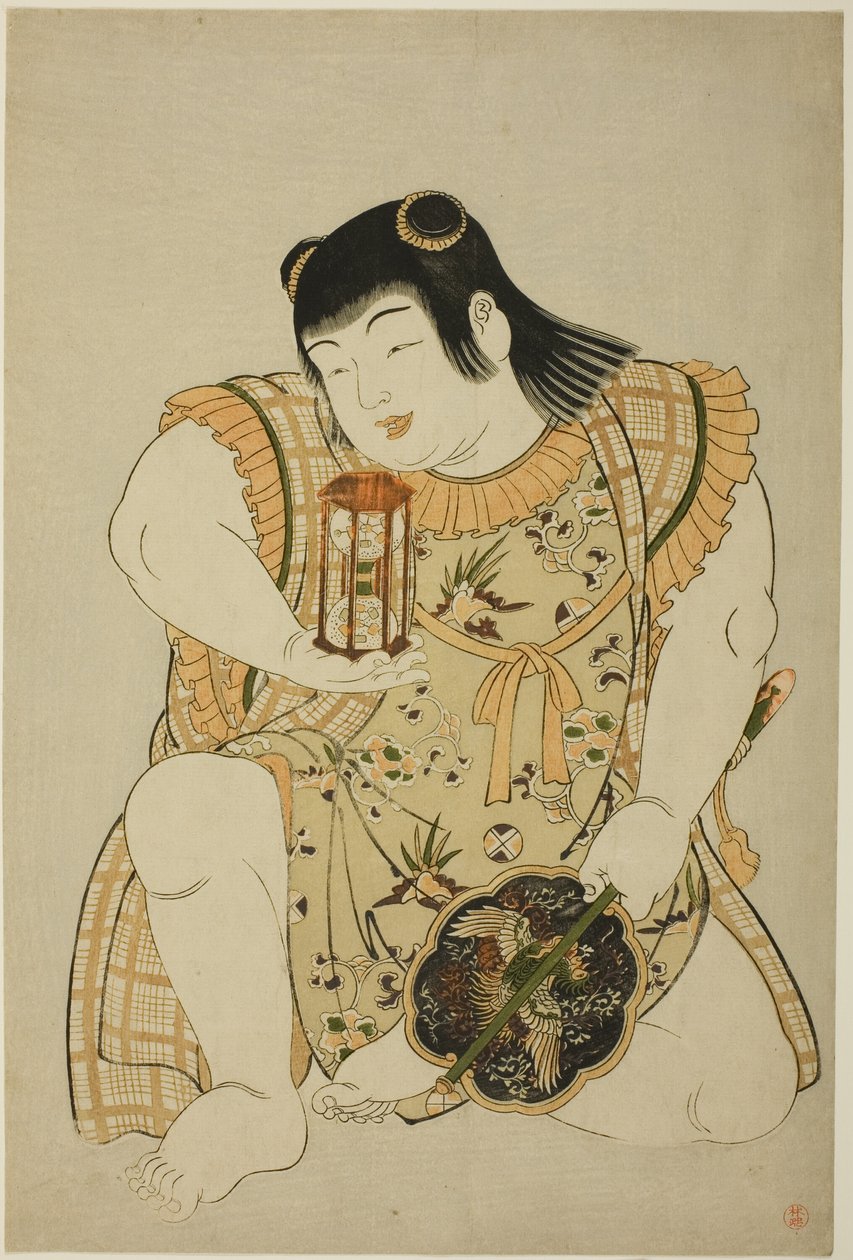 Pojke med timglas och kinesisk solfjäder av Unknown artist