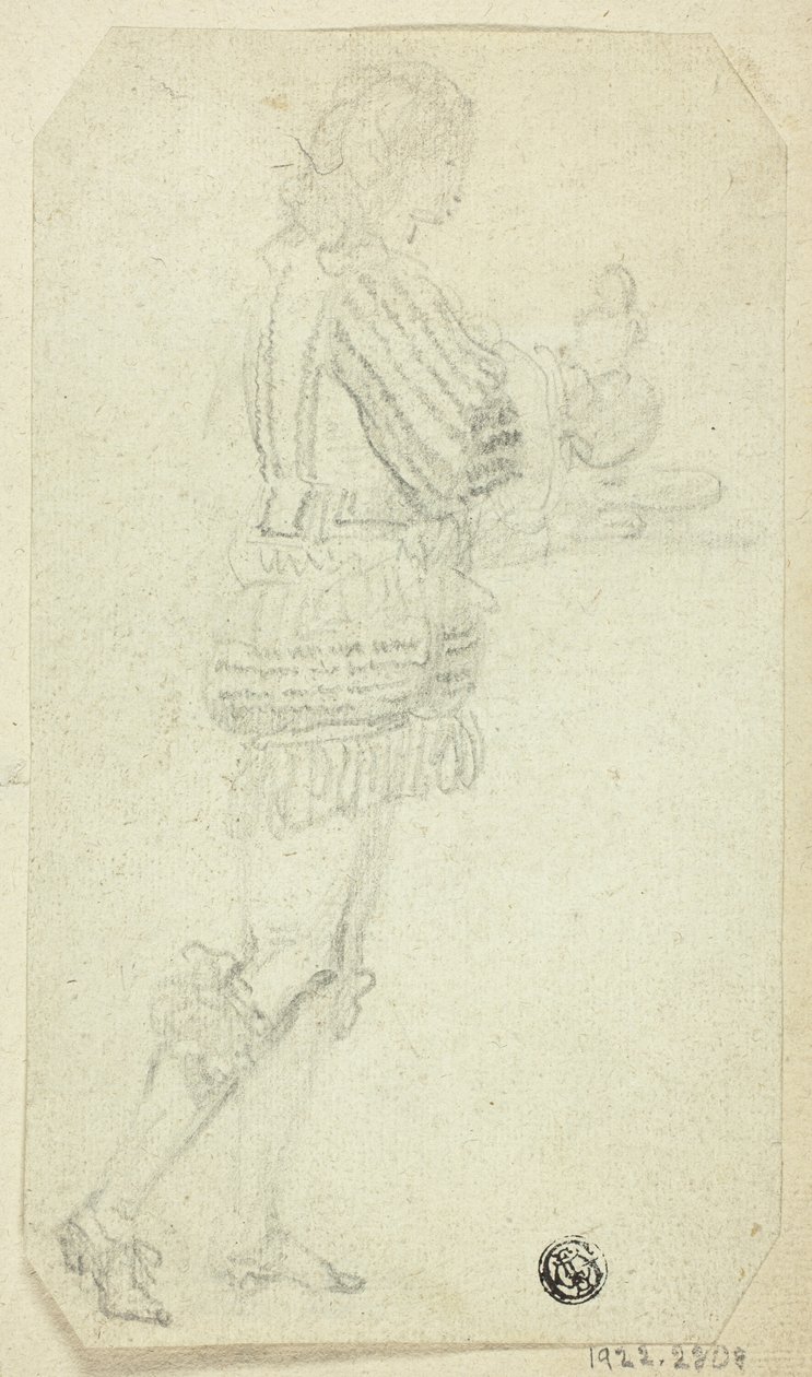 Pojke i historisk klädsel Bärande föremål av Unknown artist