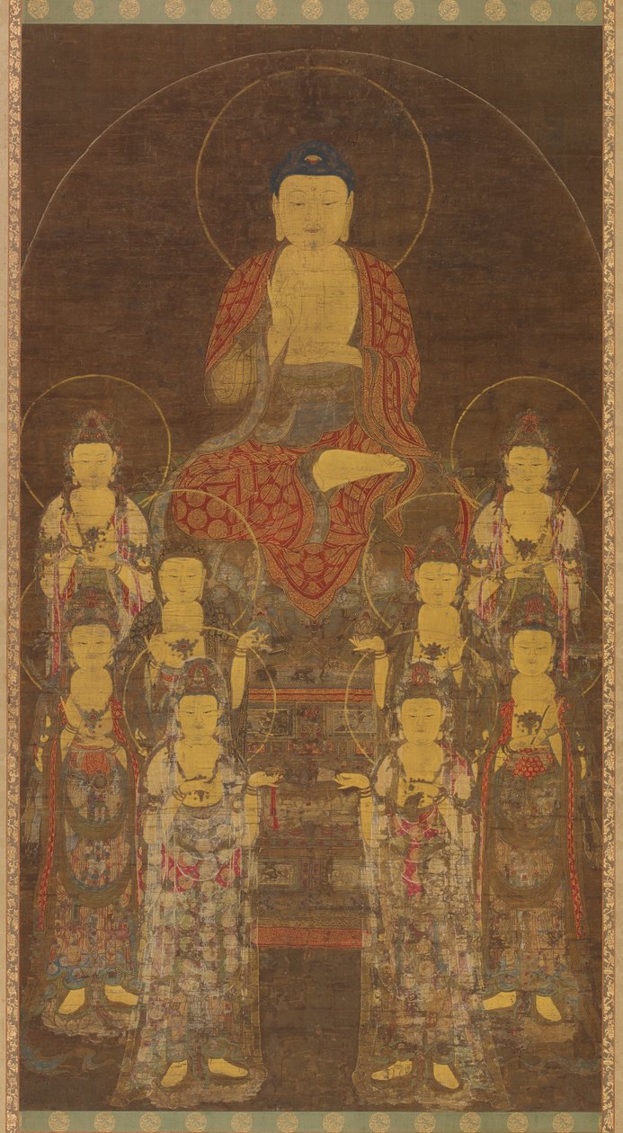 Buddha Amitabha (Amita) och de åtta stora bodhisattvorna av Unknown artist