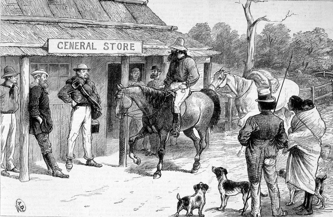Bush-butik i Australien, cirka 1880. av Unknown artist