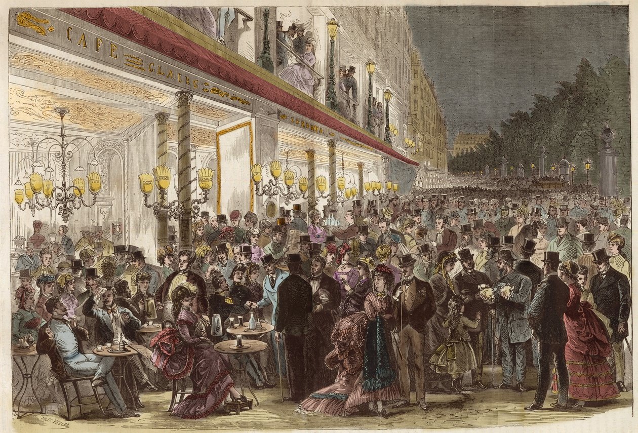 Café på Grands Boulevards en sommarkväll 1869 - Paris - Café på Grands Boulevards en sommarkväll - 1869 av Unknown artist