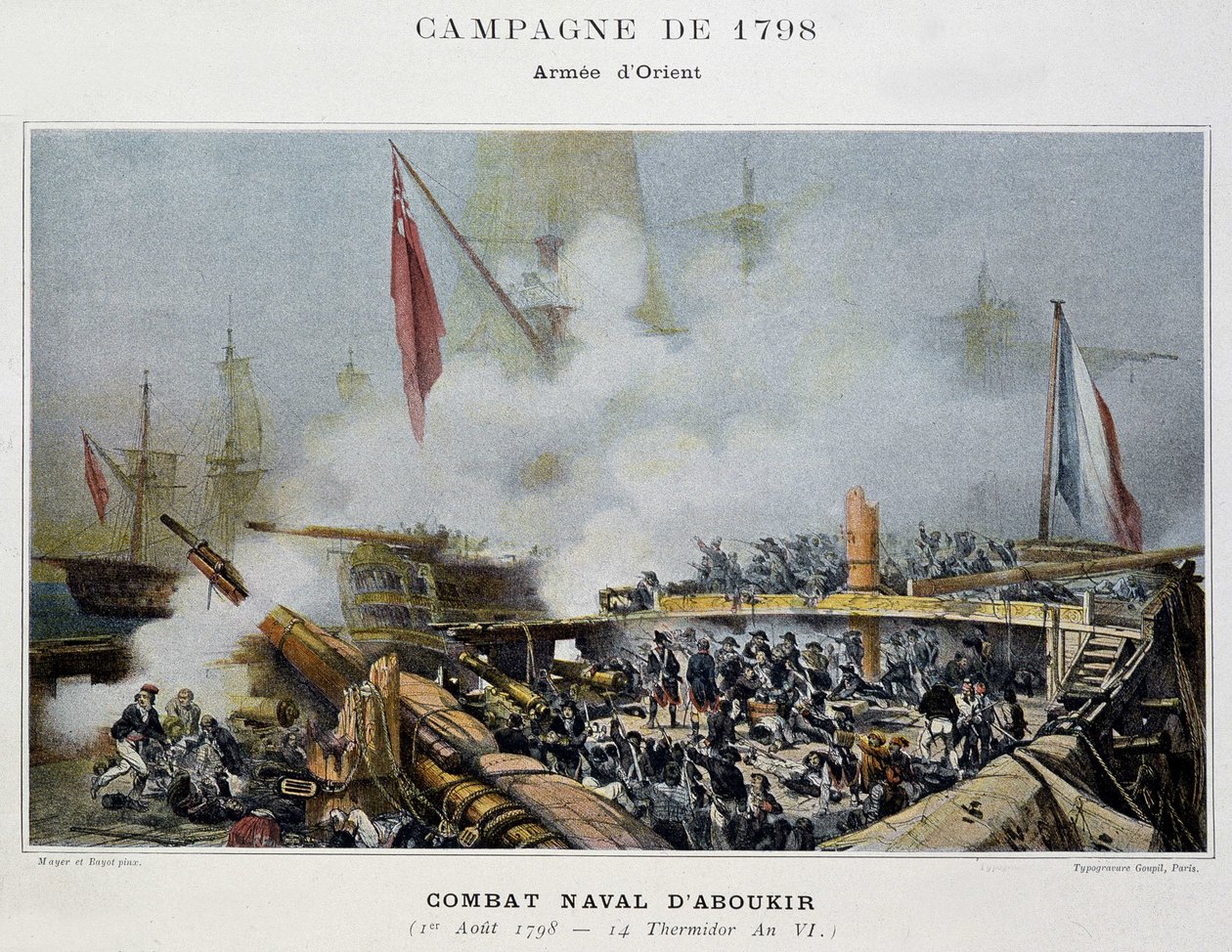 Kampanj (expedition) i Egypten (1798-1801): slaget vid Aboukir - i "" Napoleons sjöstrider"" av Unknown artist
