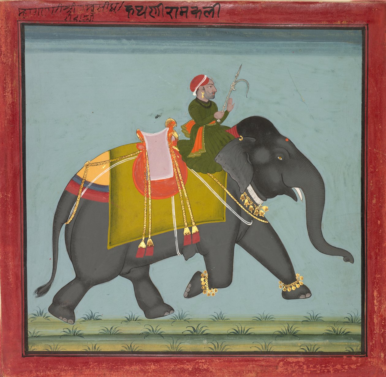 Kaparisonerad elefant med en Mahout av Unknown artist
