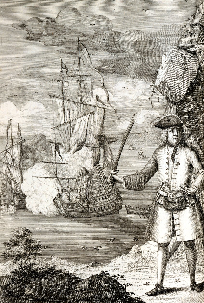 Kapten Henry Avery tar ett av den store mogulens fartyg av Unknown artist
