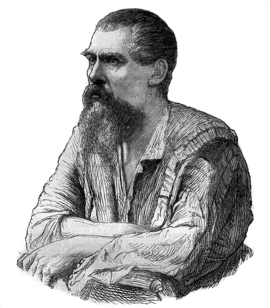 Kapten Richard Burton, brittisk upptäcktsresande, författare, soldat och diplomat - Porträtt av den brittiske upptäcktsresanden, författaren och lingvisten Sir Richard Francis Burton (1821-1890) - Gravyr i "" Pittoresk historia om stora resor under det nit av Unknown artist