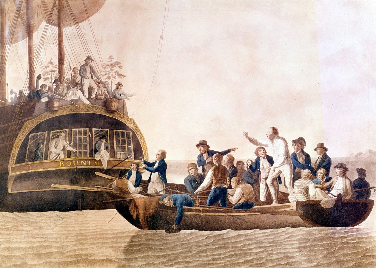Kapten William Bligh (1754 - 1817) från Bounty övergiven av sin besättning. av Unknown artist