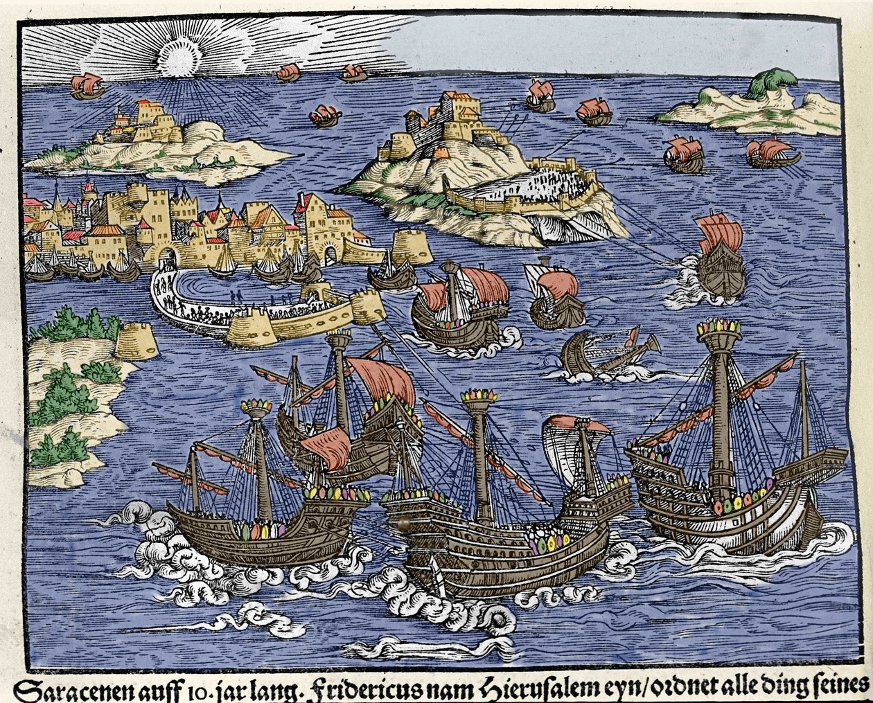 Erövring av Jerusalem av saracenska arméer i februari 638. I "Den Noble Strict Best Fromen""" av Johann Stumpff av Unknown artist