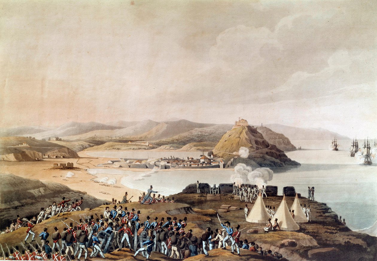 Tillfångatagande av staden och citadellet San Sebastian i Spanien i september 1813 Litografi av perioden Paris, Musee de l