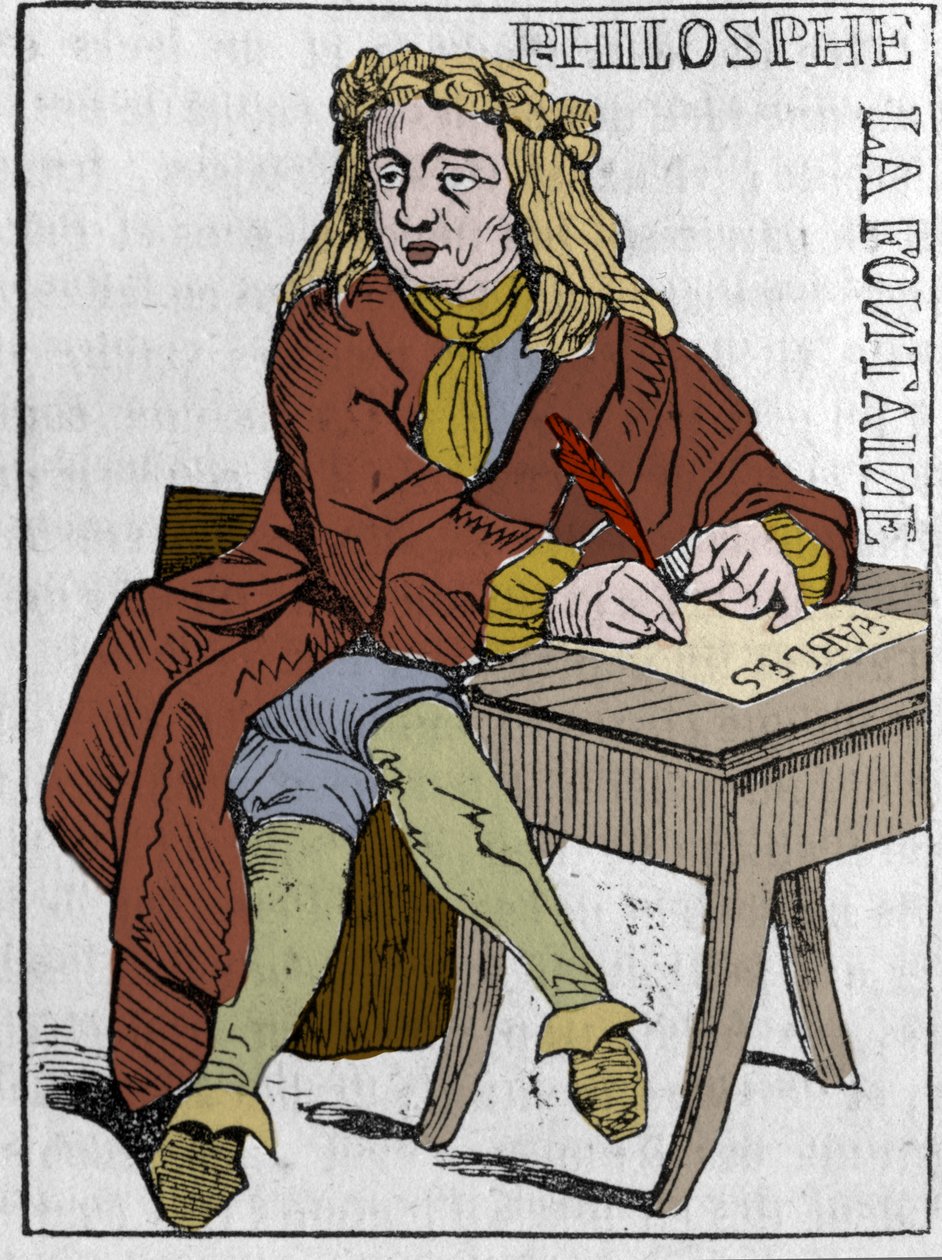 Kort att spela av den franska republiken (1793) publicerad i den nationella konventet den 21/09/1792, efter kungadömenas fall: filosofens karaktär under den franska poetens drag Jean de la Fontaine (1621-1695). I "" Den pittoreska butiken"" 1 av Unknown artist