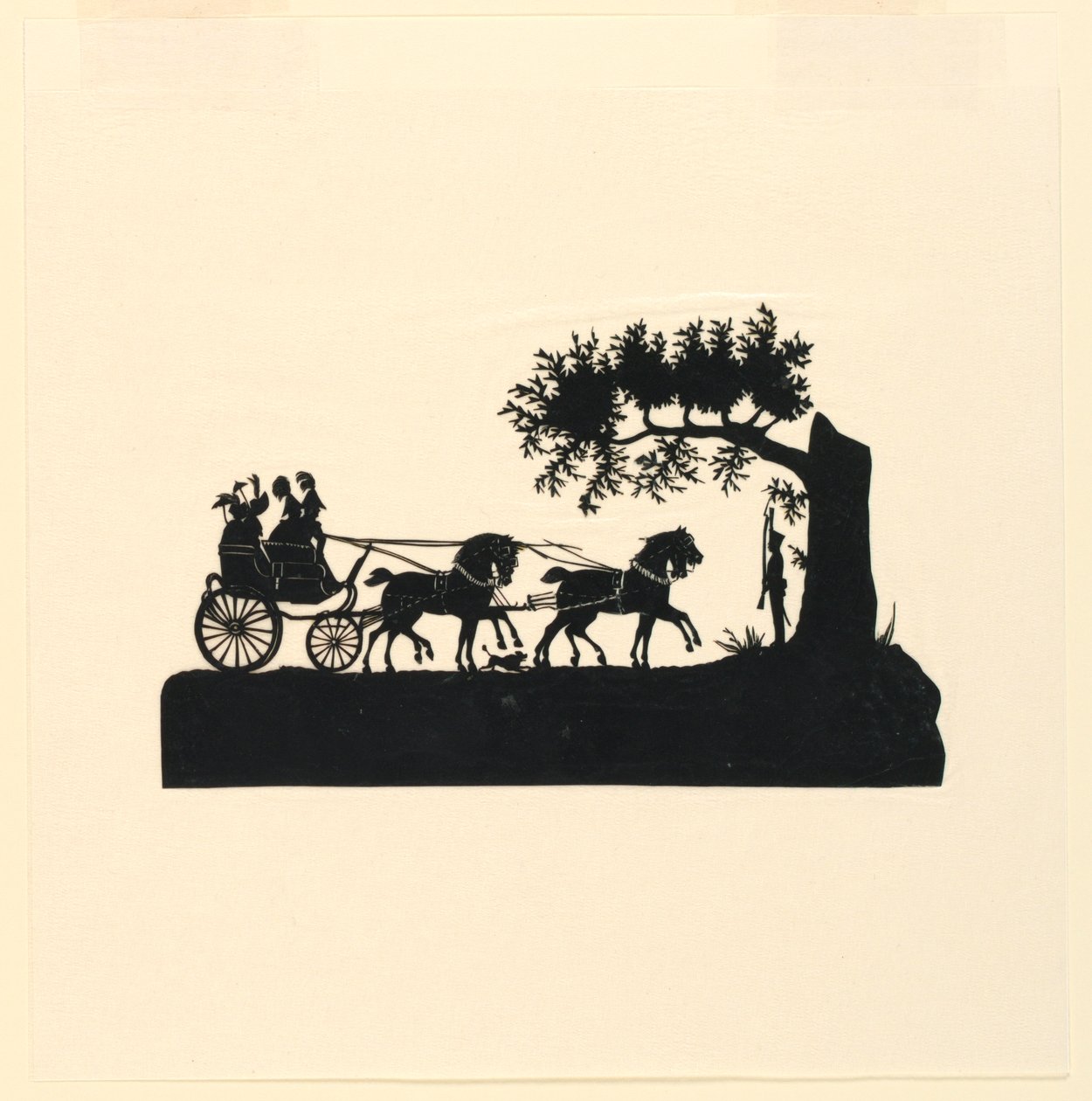 Vagn och hästar i siluett av Unknown artist