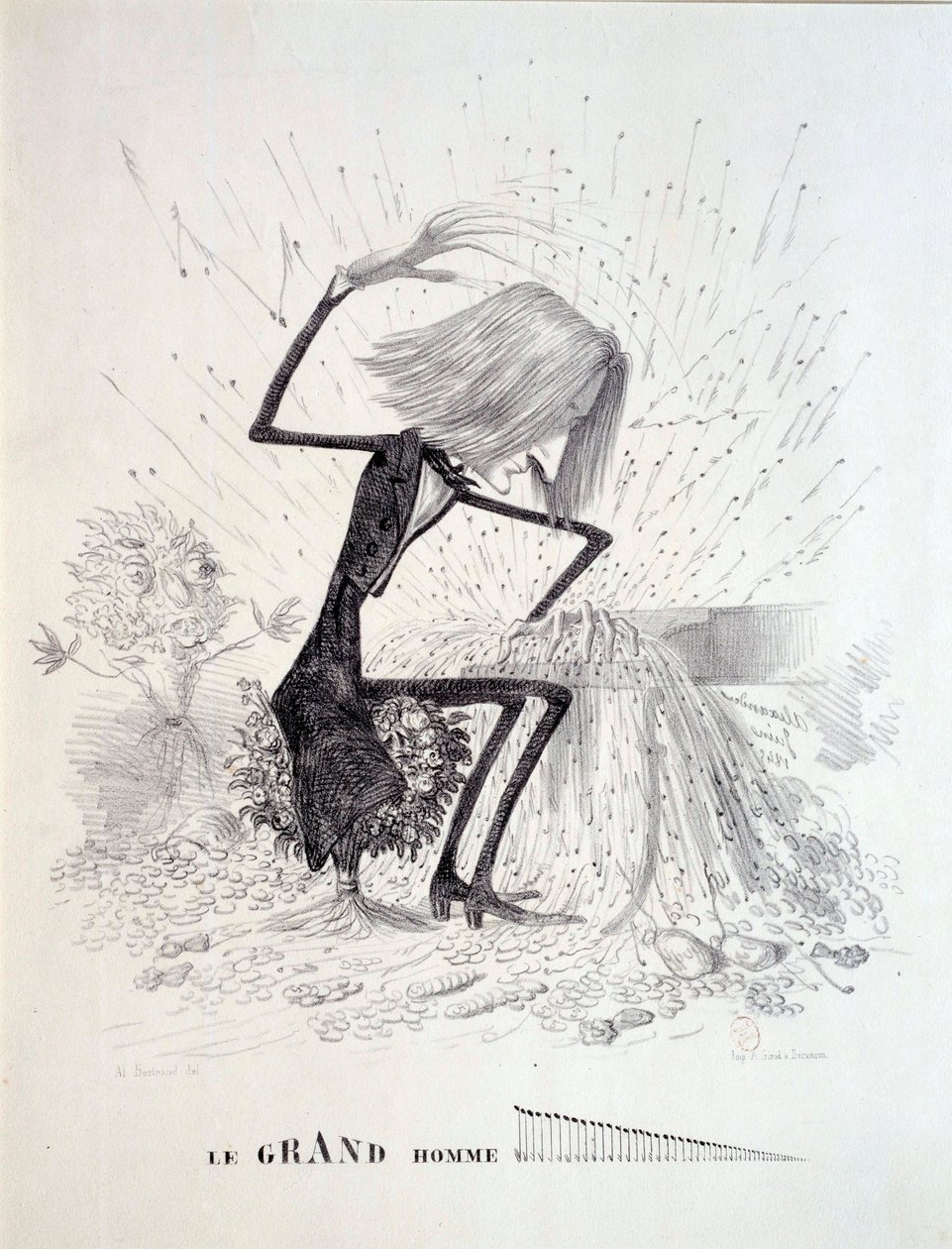 Tecknad film föreställande kompositören Franz Liszt (1811-1886) av Unknown artist