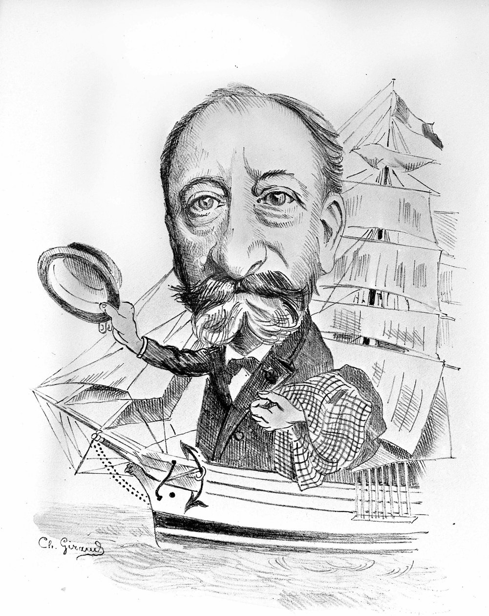 Tecknad film om Camille Saint Saens (Saint-Saens) (1835 - 1921), fransk kompositör. av Unknown artist