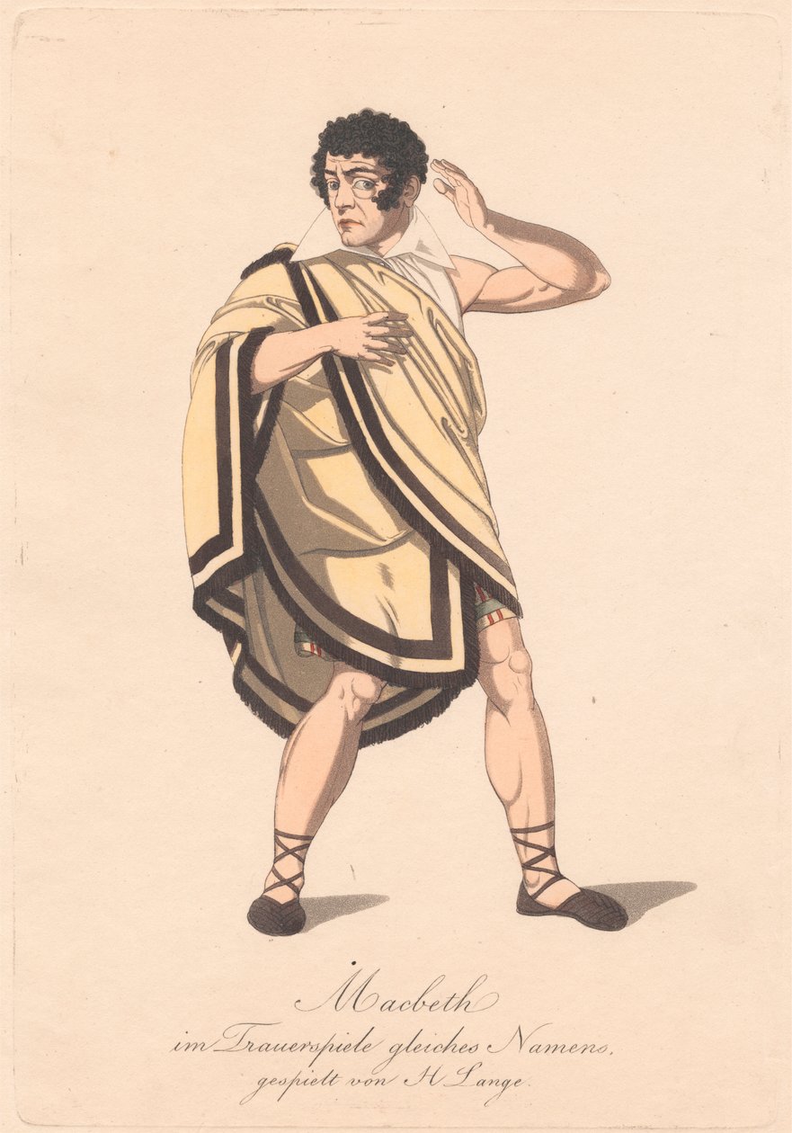 Karaktärer från en tysk produktion av Macbeth (en av sex etsningar) av Unknown artist