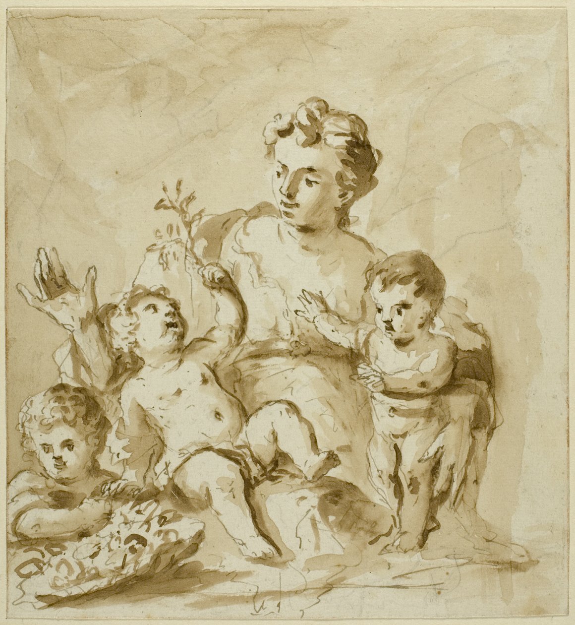 Välgörenhet med mor (Mor med tre spädbarn) av Unknown artist