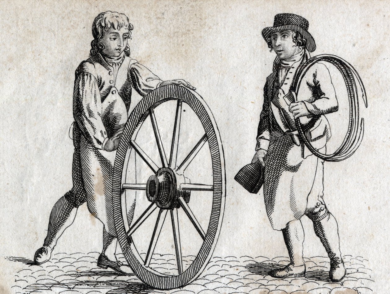 Charron med vagnshjul och lärling Gravyr sent 1700-tal. av Unknown artist