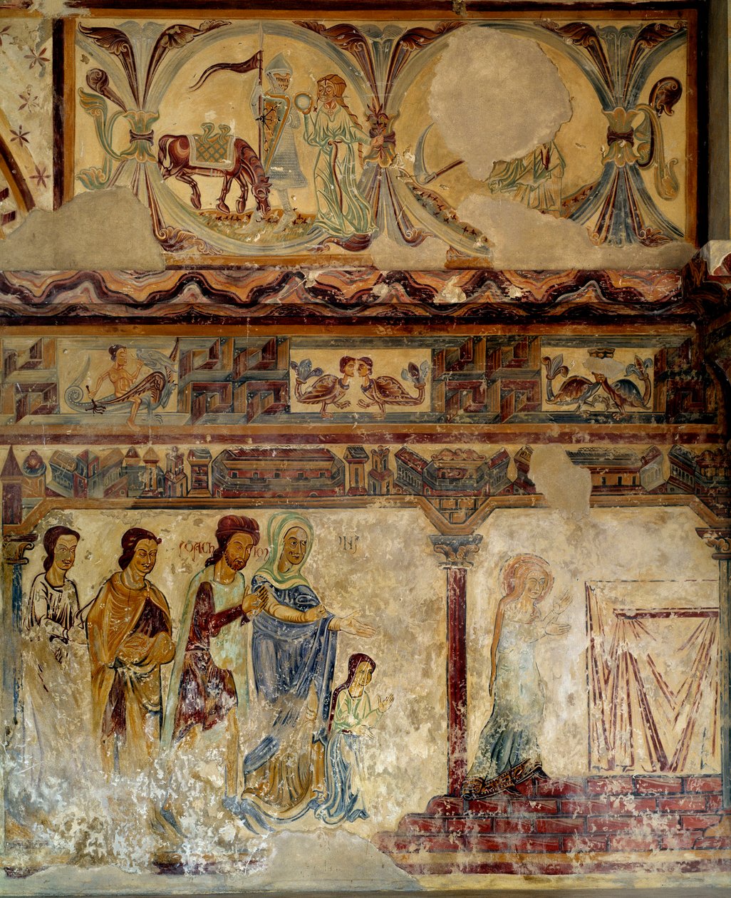 Jungfruns barndom Efter fresker från 1100- och 1200-talet av kyrkan i gamla Pouzauges i Vendee. av Unknown artist
