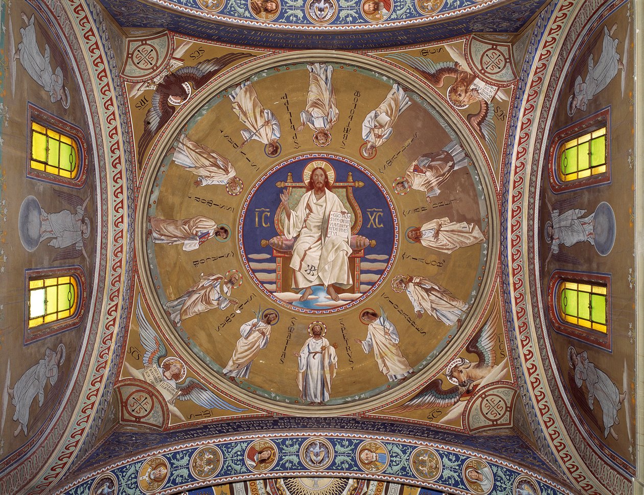 Kristus pantokrator med apostlarna (fresk av Unknown artist