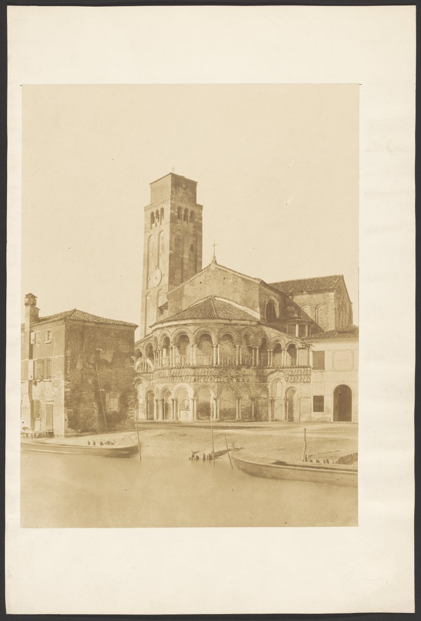 [Kyrka och Campanile vid vattenbrynet, venetiansk] av Unknown artist