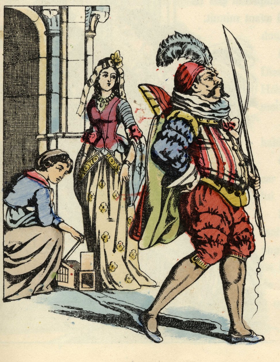Askungen befriar mössen som slänger som hästar och en råtta som tränare. Illustration av Charles Perraults berättelse "Askungen eller La petite slipper de verre" av Unknown artist