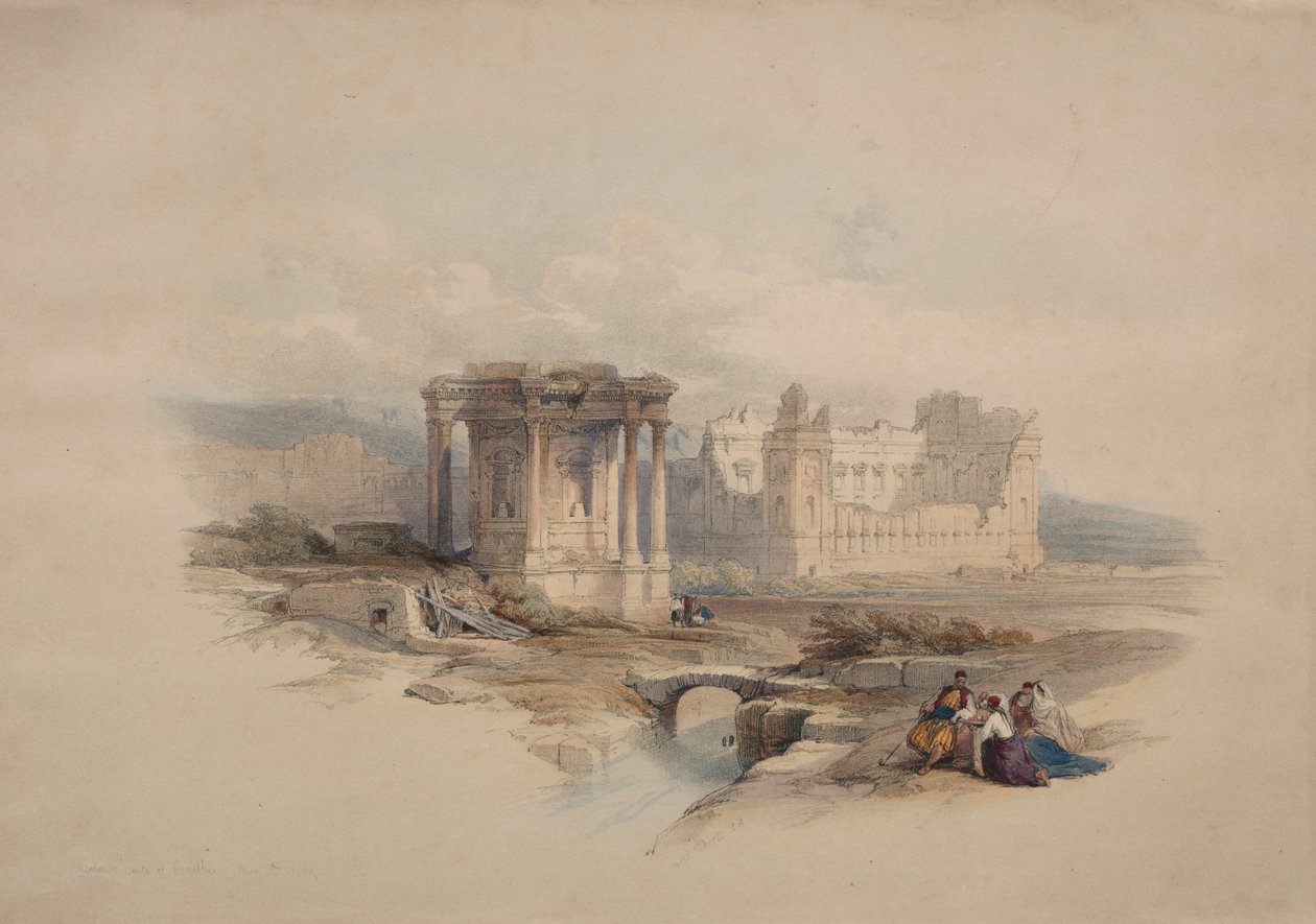 Cirkulärt tempel i Baalbec av Unknown artist