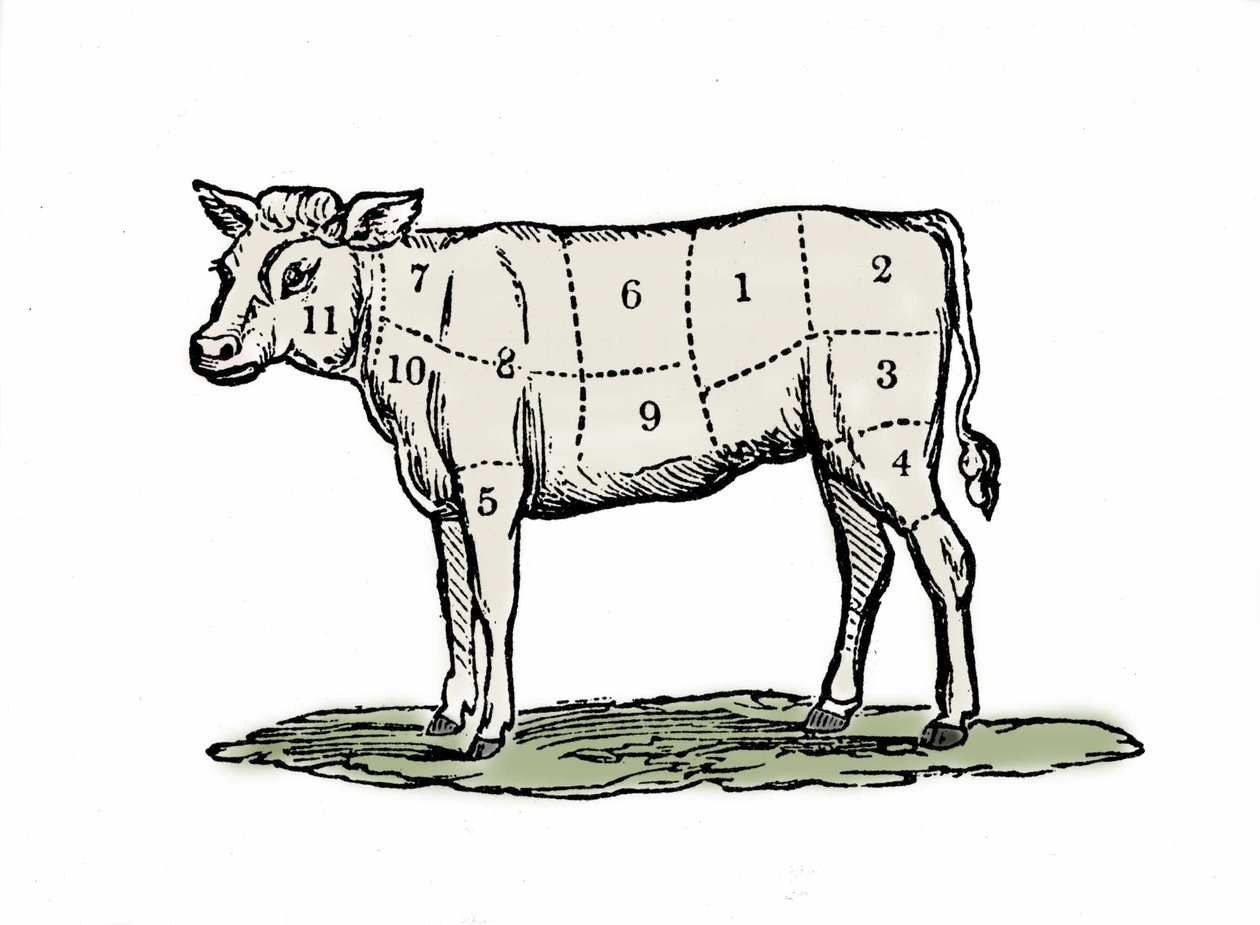 Klämning av kalvkött. av Unknown artist
