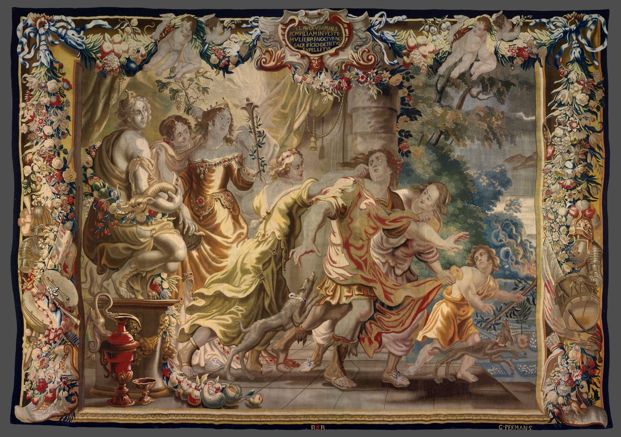 Clodius förklädd till kvinna från Berättelsen om Caesar och Cleopatra av Unknown artist