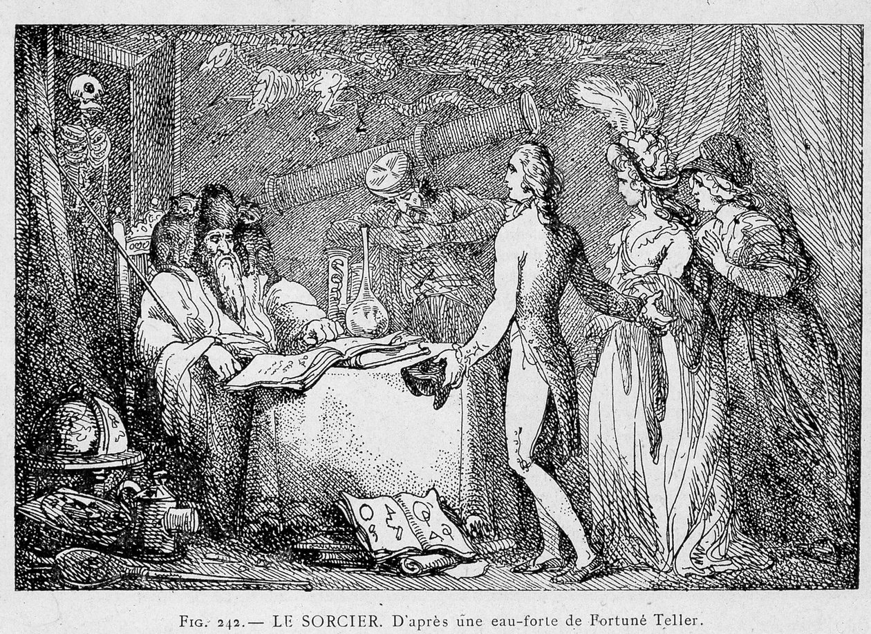 Konsultation av en guide - gravyr av Unknown artist