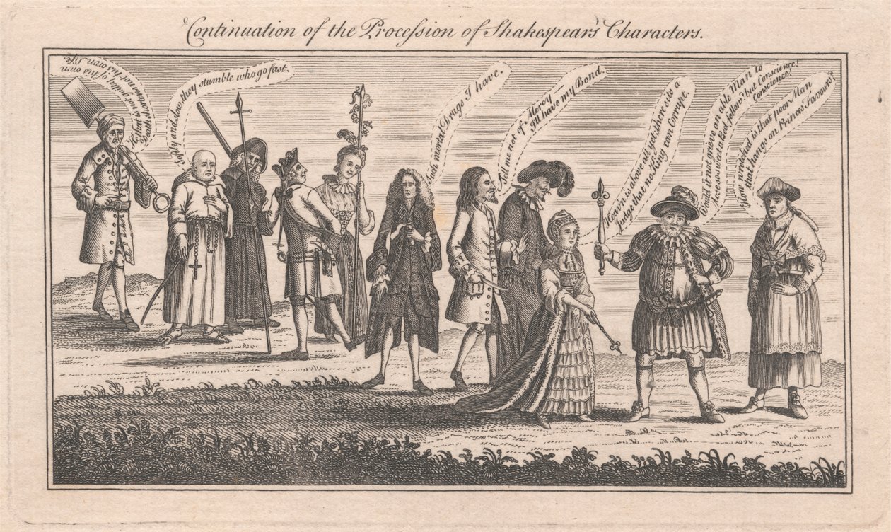 Fortsättning på processionen av Shakespeares karaktärer av Unknown artist